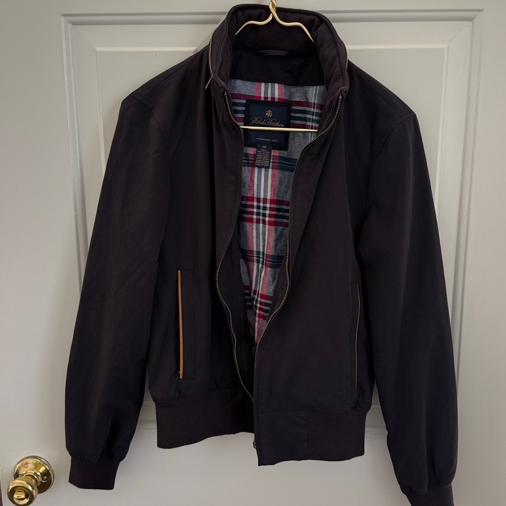 Brooks Brothers Navy Blue Racer Utility Jacket Stowaway Hood - Golf - Size XS - Picture 12 of 13